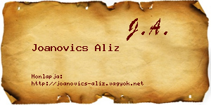 Joanovics Aliz névjegykártya